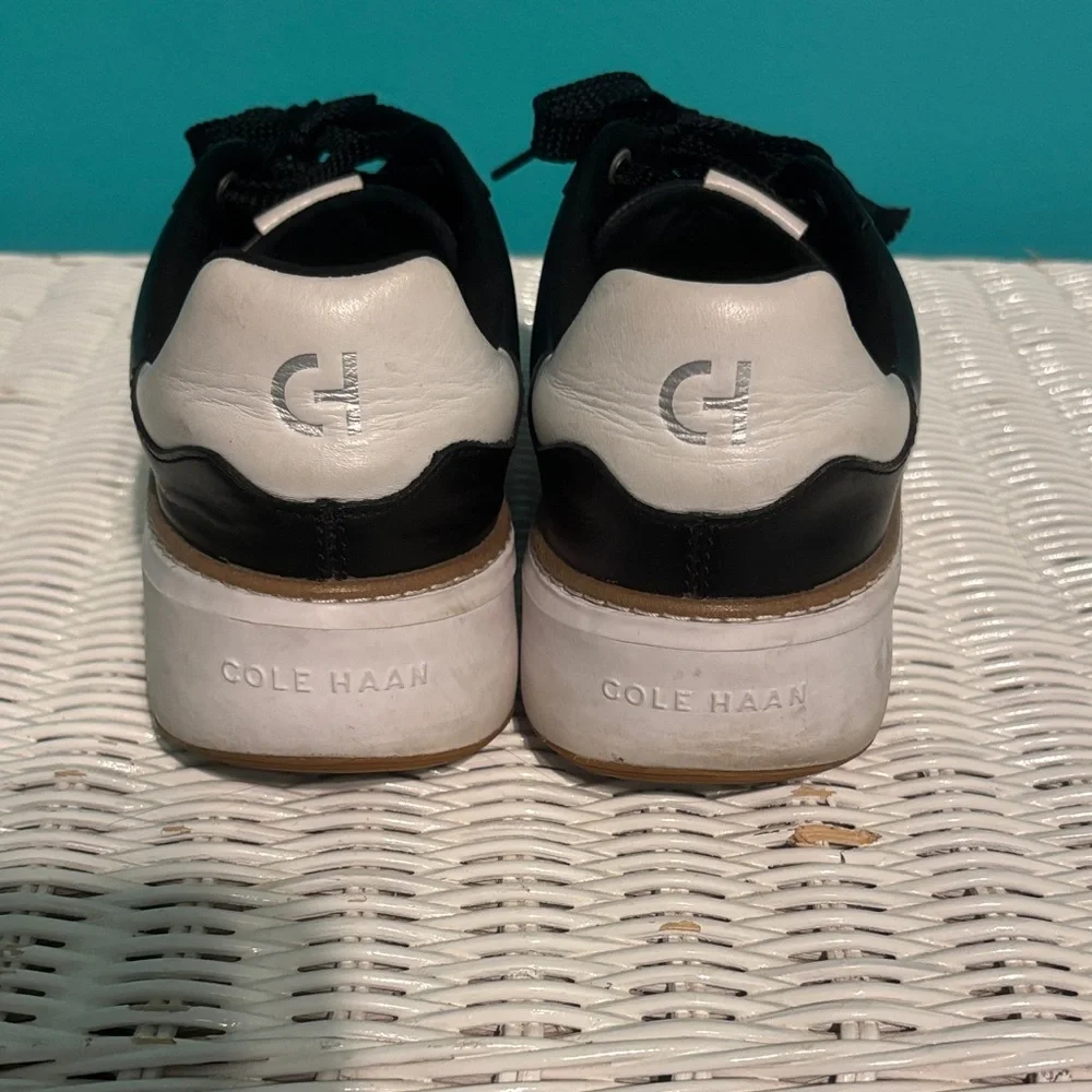 Cole Haan Women's Black and White Leather Grandpro Topspin Sneakers